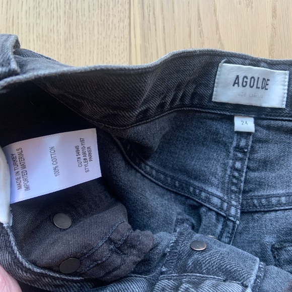 Agolde Parker Long Shorts - Black Size 24 - Picture 5 of 5